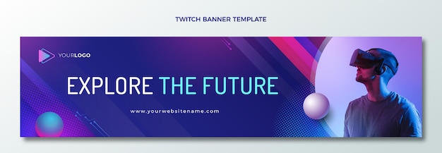 Gradient halftone technology twitch banner