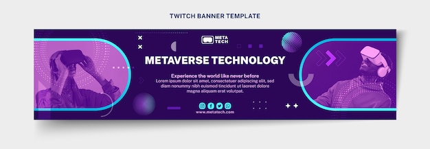 Free Vector gradient halftone technology twitch banner