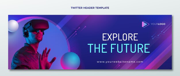 Gradient halftone technology twitter header