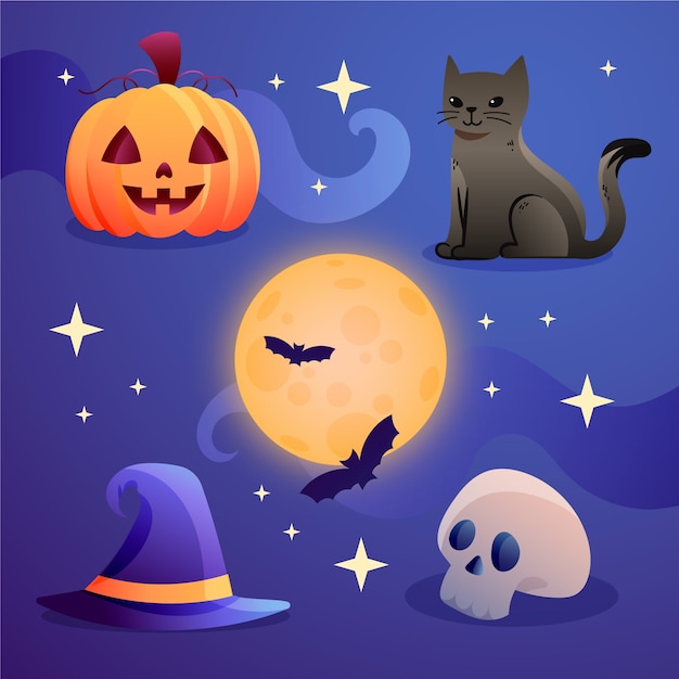 Gradient halloween characters collection