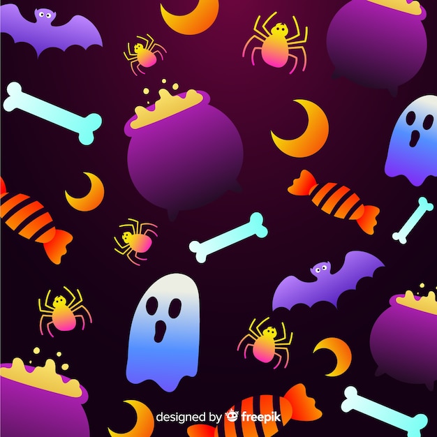 Gradient halloween elements background