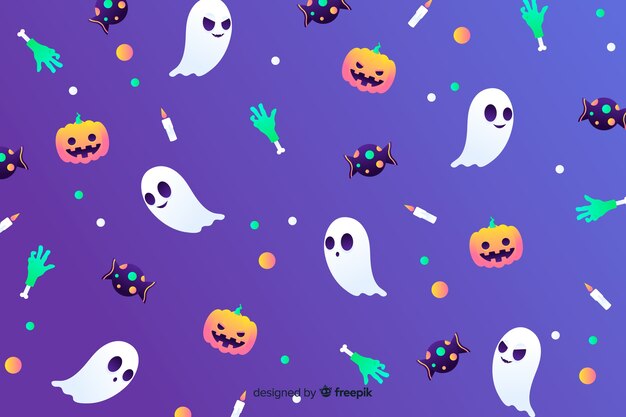 Gradient halloween elements background