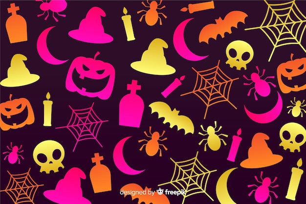 Gradient halloween elements background