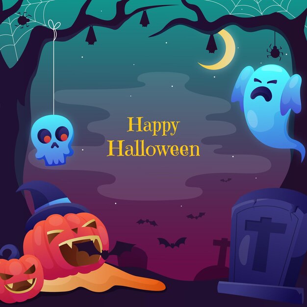 Gradient halloween frame template