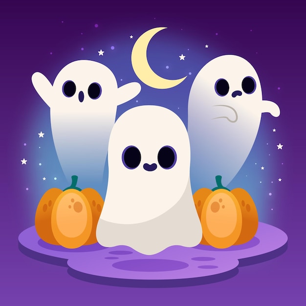 Free Vector gradient halloween ghosts illustration