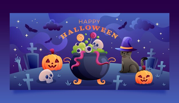 Gradient halloween horizontal banner template