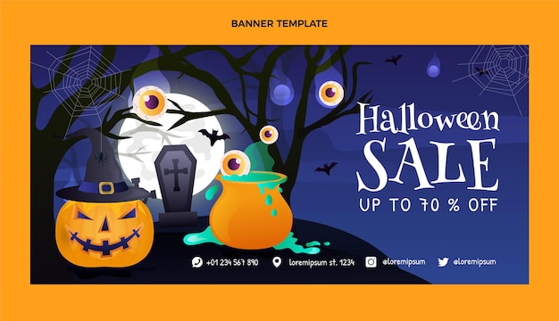 Gradient halloween horizontal sale banner