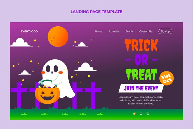 Gradient halloween landing page template