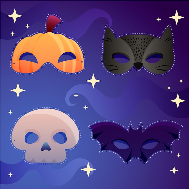 Free Vector gradient halloween masks collection