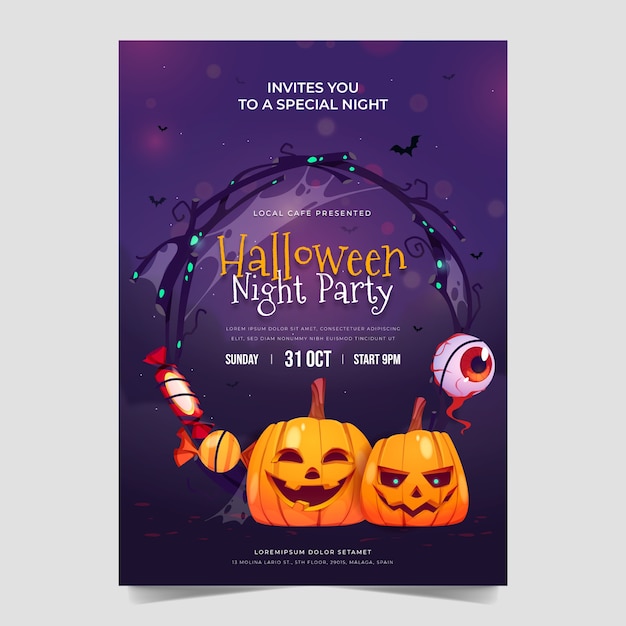 Gradient halloween party invitation template