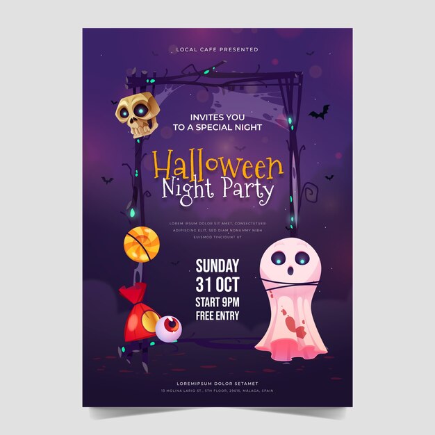 Gradient halloween party invitation template