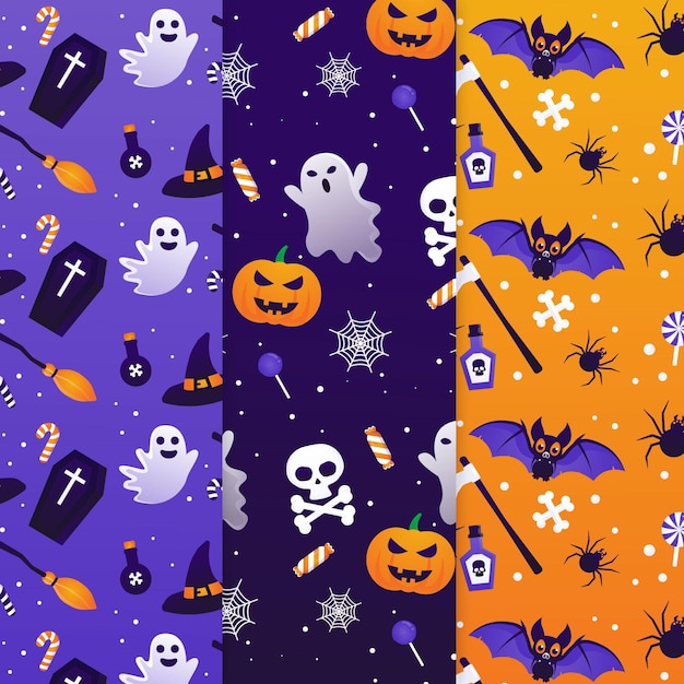 Gradient halloween patterns collection