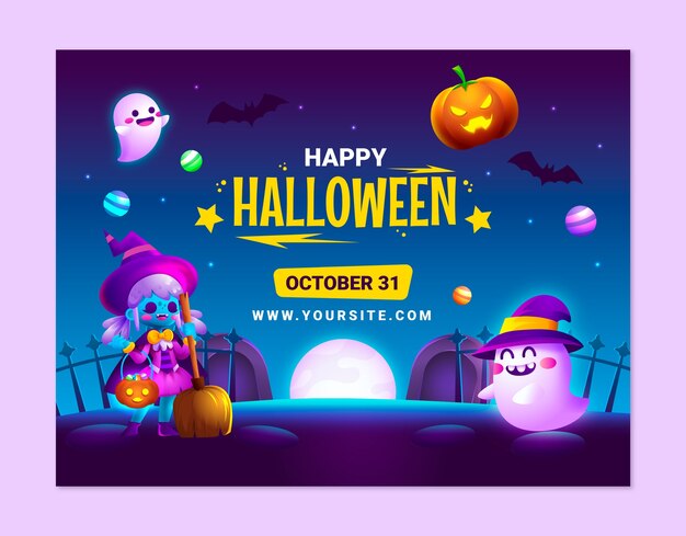 Gradient halloween photocall template