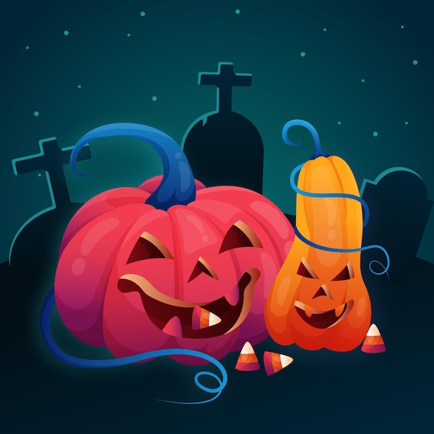 Free Vector gradient halloween pumpkin illustration