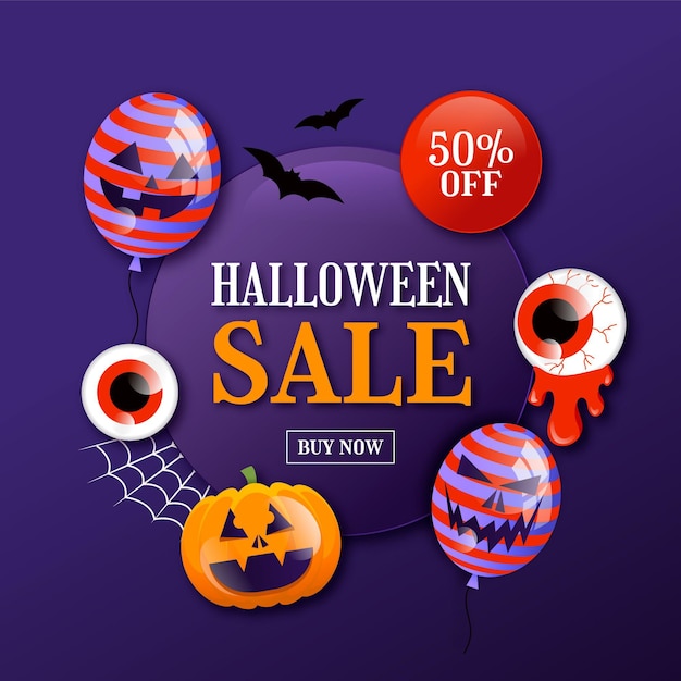 Free vector gradient halloween sale illustration