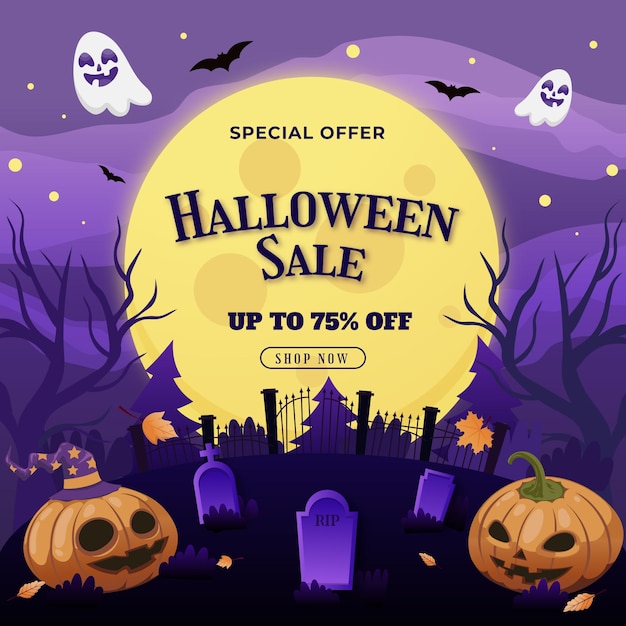 Gradient halloween sale illustration