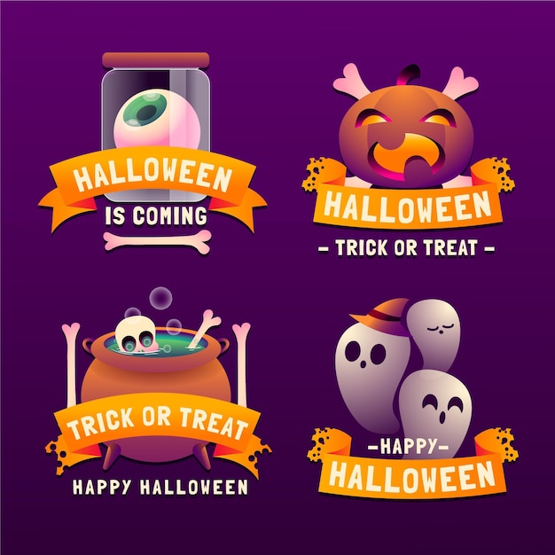 Gradient halloween sale labels collection