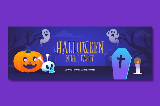 Gradient halloween social media cover template