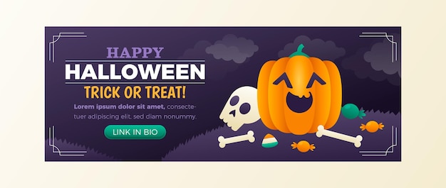 Gradient halloween social media cover template