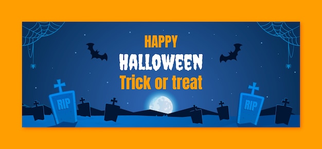 Gradient halloween social media cover template