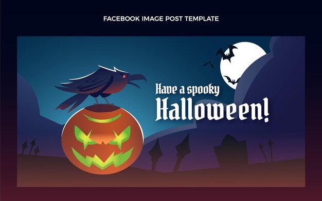 Gradient halloween social media post template