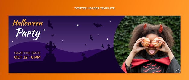 Free Vector gradient halloween twitter header