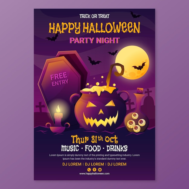 Gradient halloween vertical flyer template