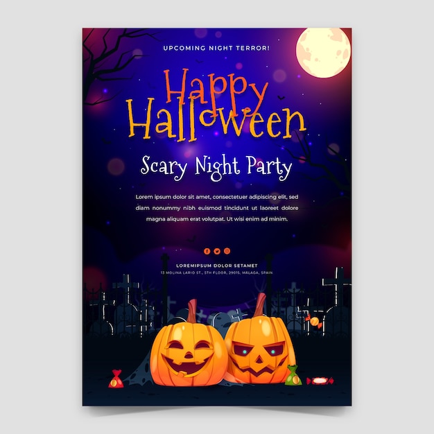 Gradient halloween vertical flyer template