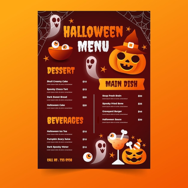 Gradient halloween vertical menu template