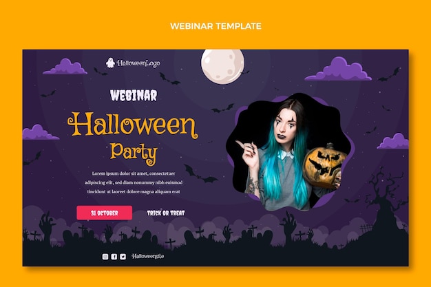 Free Vector gradient halloween webinar template