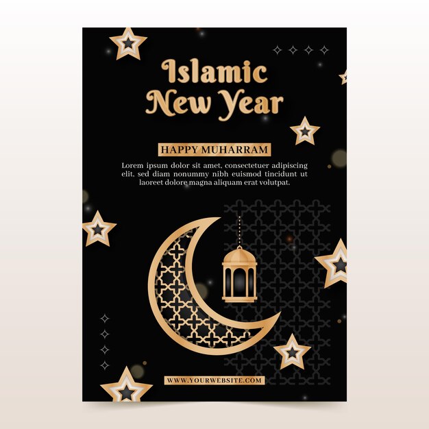 Gradient happy islamic new year poster