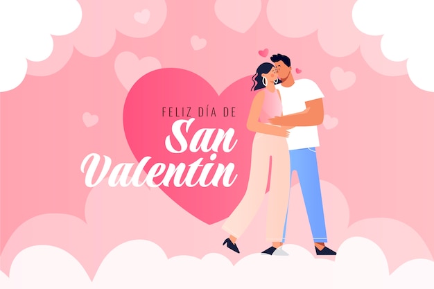 Gradient happy valentine's day in spanish illustration and greeting card