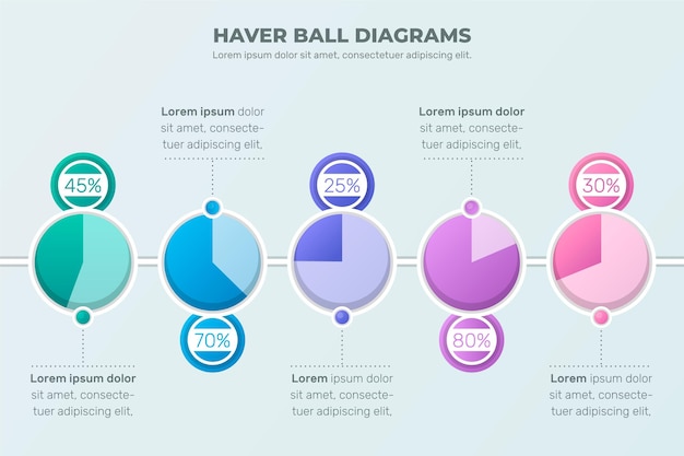 Free vector gradient harvey ball diagrams infographic