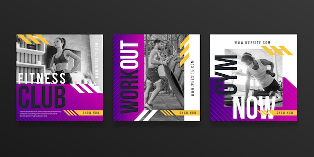 Gradient health & fitness post collection with photo