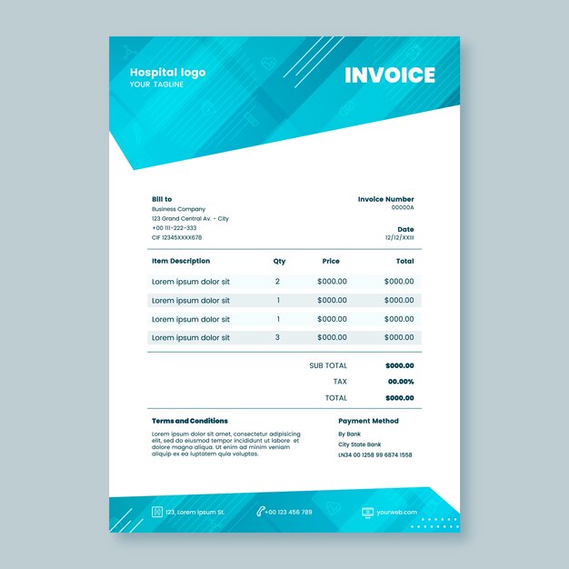 Gradient healthcare establishment invoice