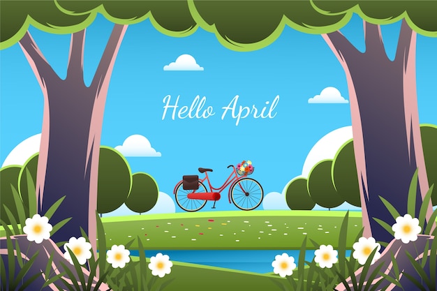 Gradient hello april horizontal banner or background