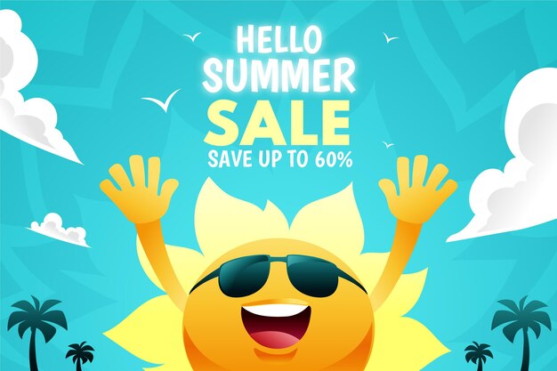 Gradient hello summer sale illustration