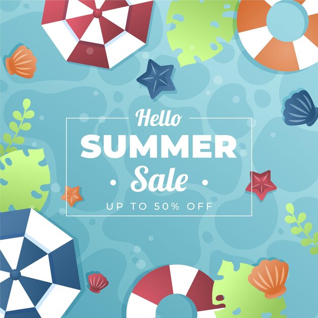 Gradient hello summer sale illustration