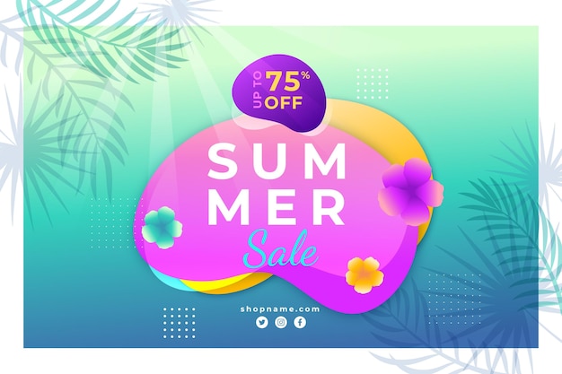 Free Vector gradient hello summer sale illustration