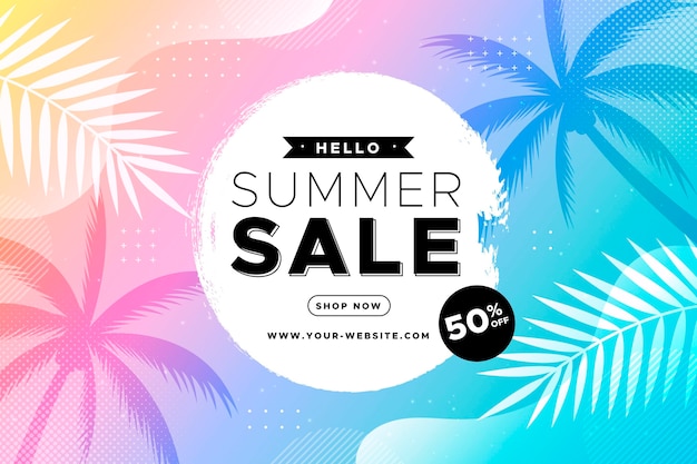 Gradient hello summer sale illustration