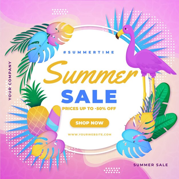 Gradient hello summer sale illustration