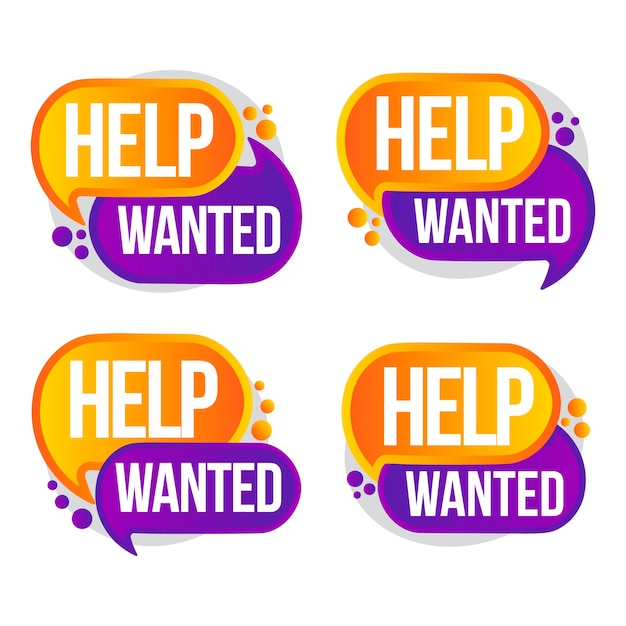 Gradient help wanted labels design