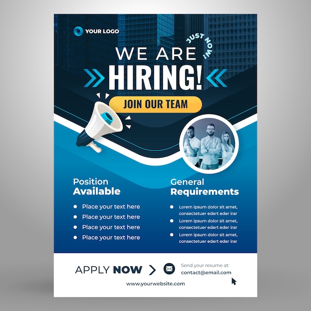 Gradient hiring poster template