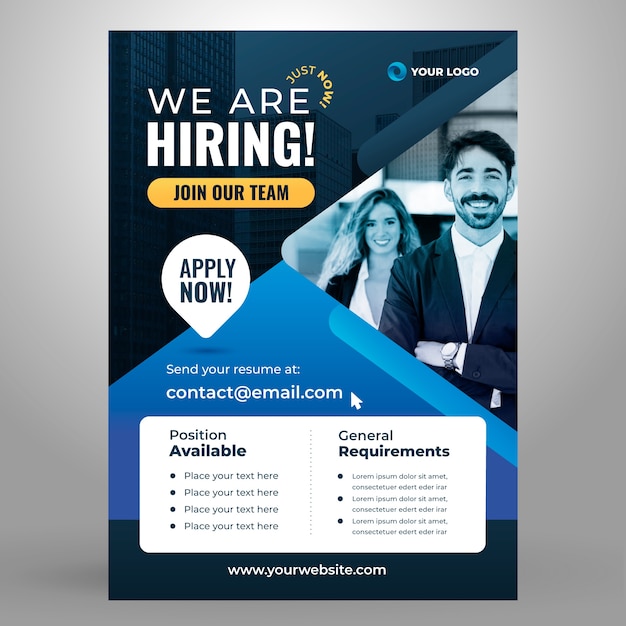 Free vector gradient hiring poster template