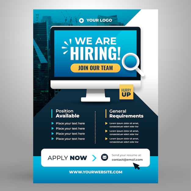 Gradient hiring poster template