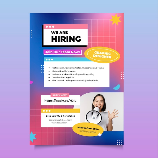 Free Vector gradient hiring poster template