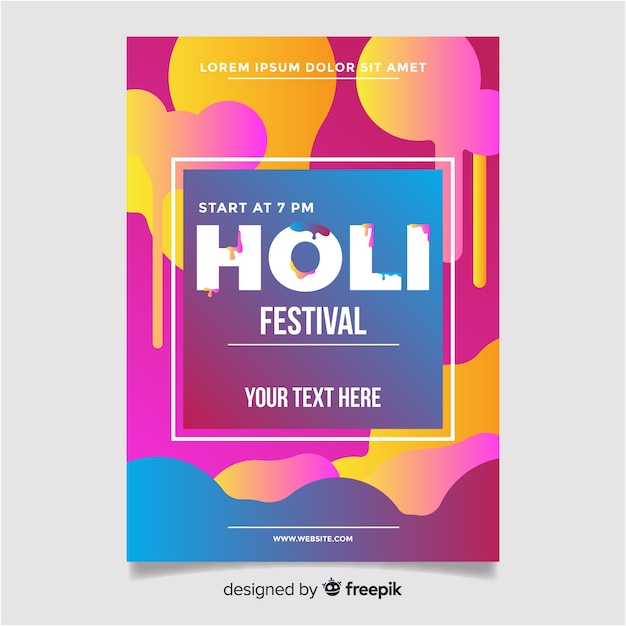 Gradient holi festival party poster