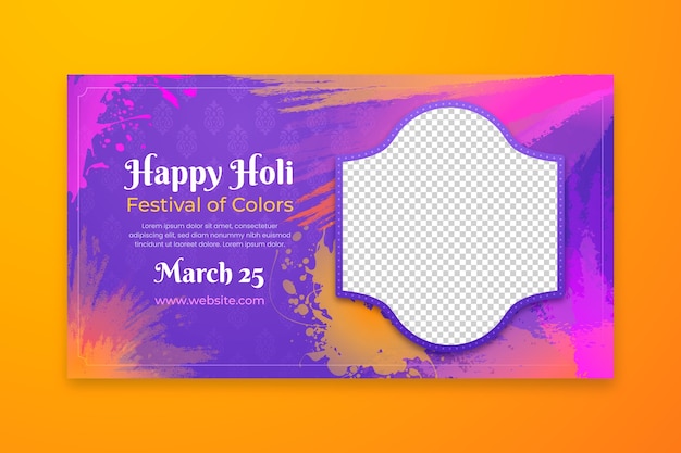 Gradient holi horizontal banner template