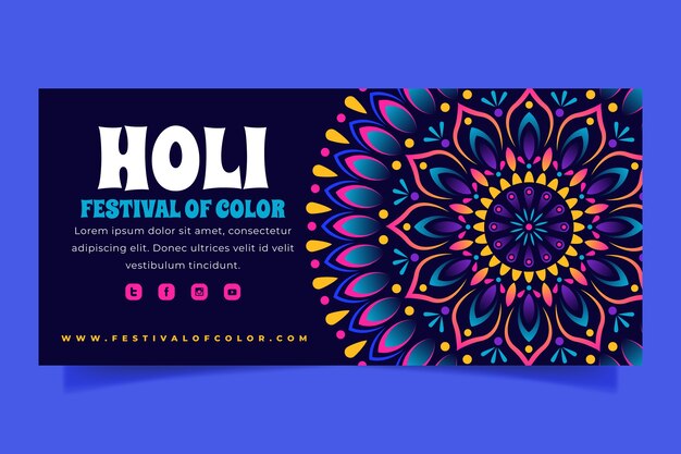 Gradient holi horizontal banner