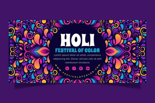 Gradient holi horizontal banner